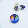 Multi-coloured wooden spinning top