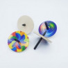 Multi-coloured wooden spinning top