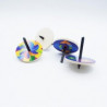 Multi-coloured wooden spinning top