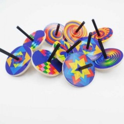 Multi-coloured wooden spinning top