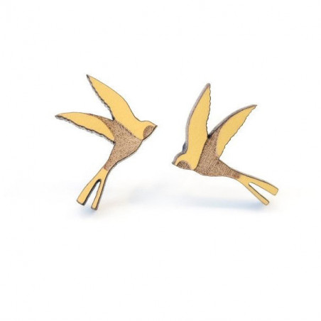 Boucles d'oreilles Hirondelles Jaunes Portugal In Box