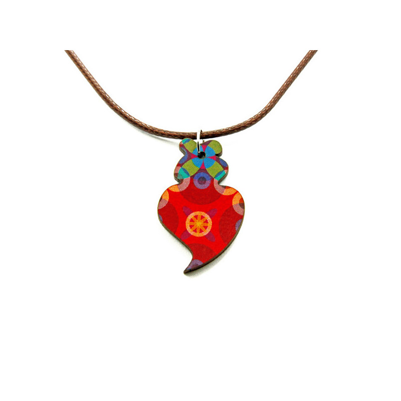 Wooden necklace Heart of Viana Azulejos 1 Wooden necklace Heart of Viana Azulejos 1