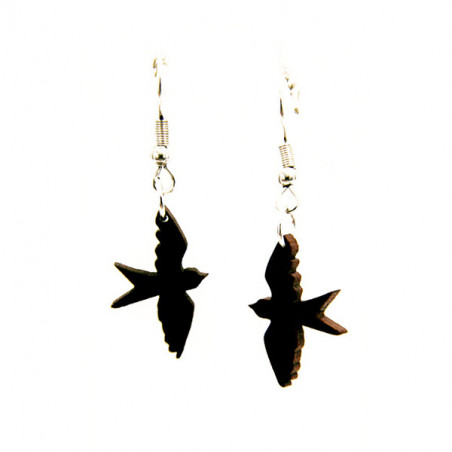 Black Swallow Drop Earrings