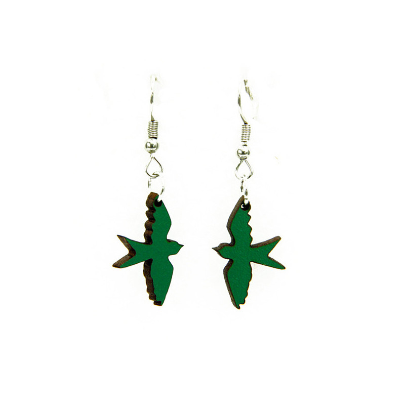 Dark Green Swallow Drop Earrings