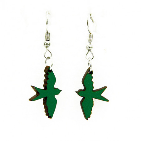 Dark Green Swallow Drop Earrings