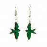 Boucles d'oreilles Pendantes Hirondelles Vert Foncé Portugal In Box
