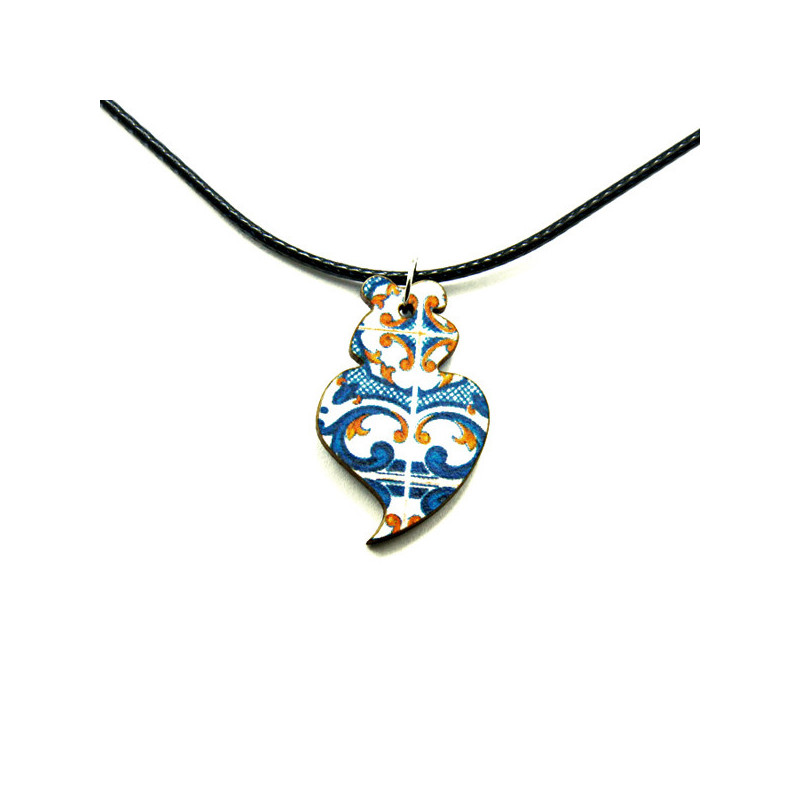Wooden necklace Heart of Viana Azulejos 5