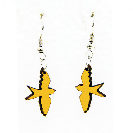 Boucles d'oreilles Pendantes Hirondelles Jaunes Portugal In Box
