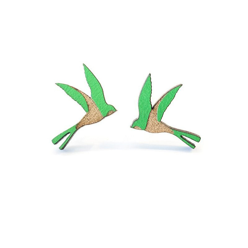 Boucles d'oreilles Hirondelles Vert Portugal In Box Boucles d'oreilles Hirondelles Vert Portugal In Box