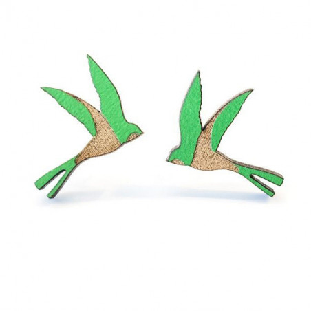 Boucles d'oreilles Hirondelles Vert Portugal In Box