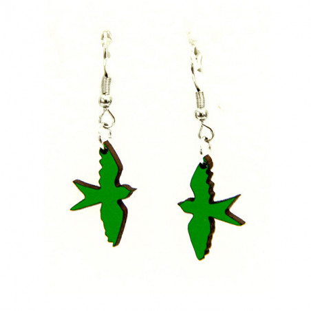 Green Swallow Drop Earrings