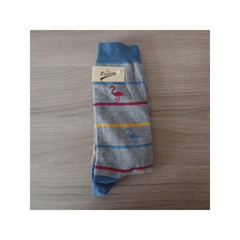 Pudim Chaussettes Rayures Flamants