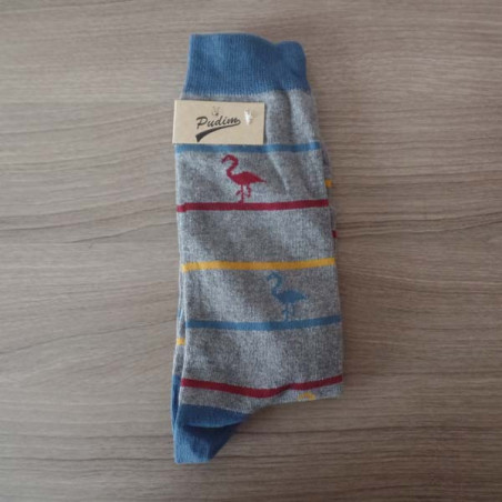 Pudim Chaussettes Rayures Flamants