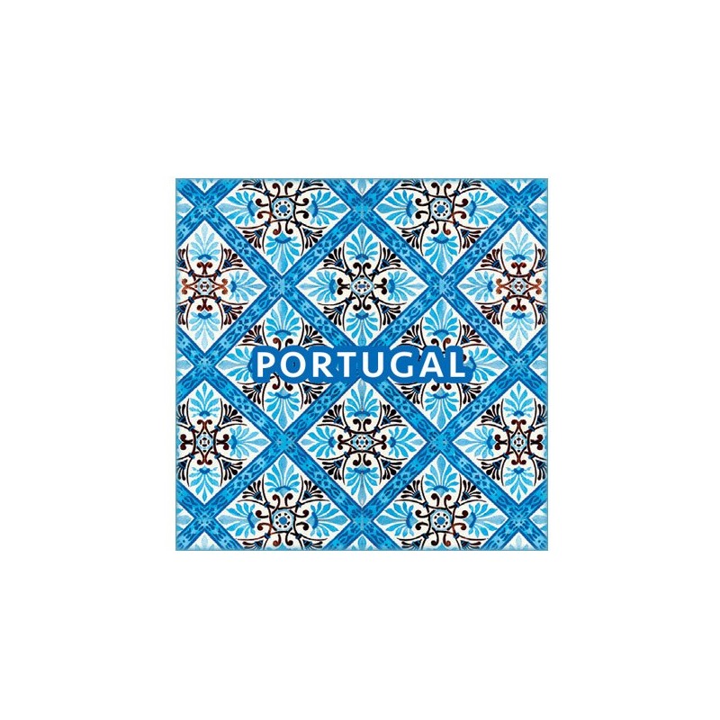 Magnet Azulejo Portugais Fleurs Bleu et Marron, motif traditionnel | Portugal In Box