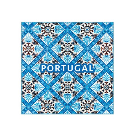 Magnet Azulejo Portugais Fleurs Bleu et Marron, motif traditionnel | Portugal In Box