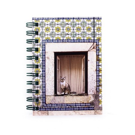 The Cat at the Window" Notebook – Azulejos Style & Spirit of Lisbon